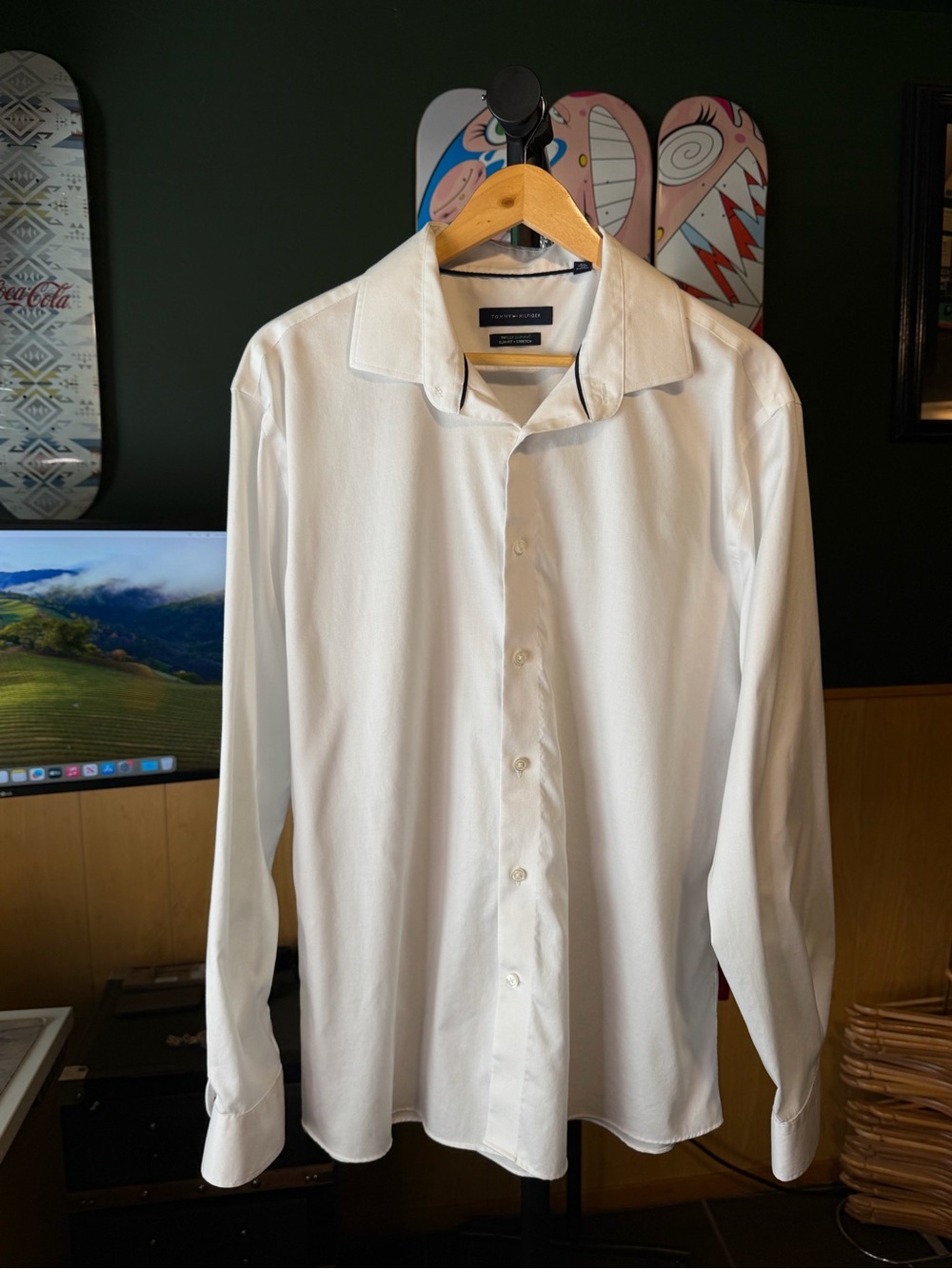 Tommy Hilfiger TH Flex Supima Classic White Button Up Dress Shirt